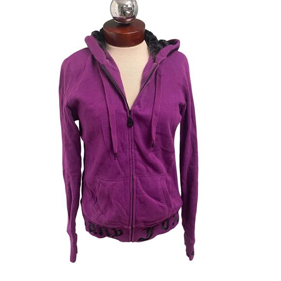 Y2K Fox Racing Fur Lined Hooded Full Zip Jacket Size Medium Logo Grunge Riders - Picture 1 of 9